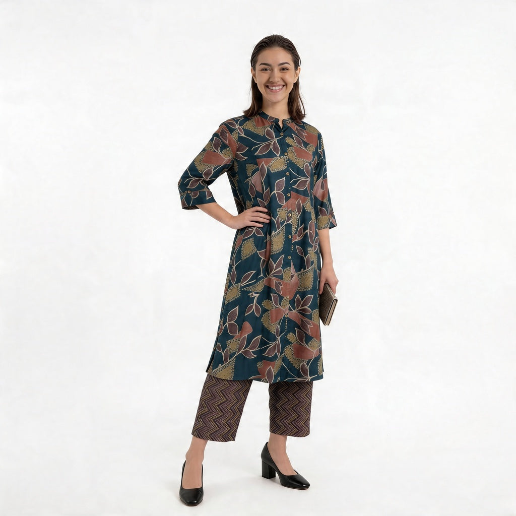 Printed Straight Kurta with Pant Set