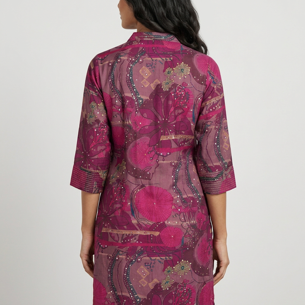 Printed V-Neck Kurta with Pant Set