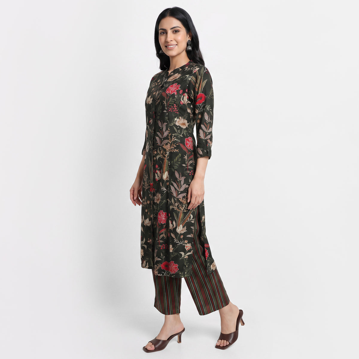Printed Band Neck Ethnic Sets