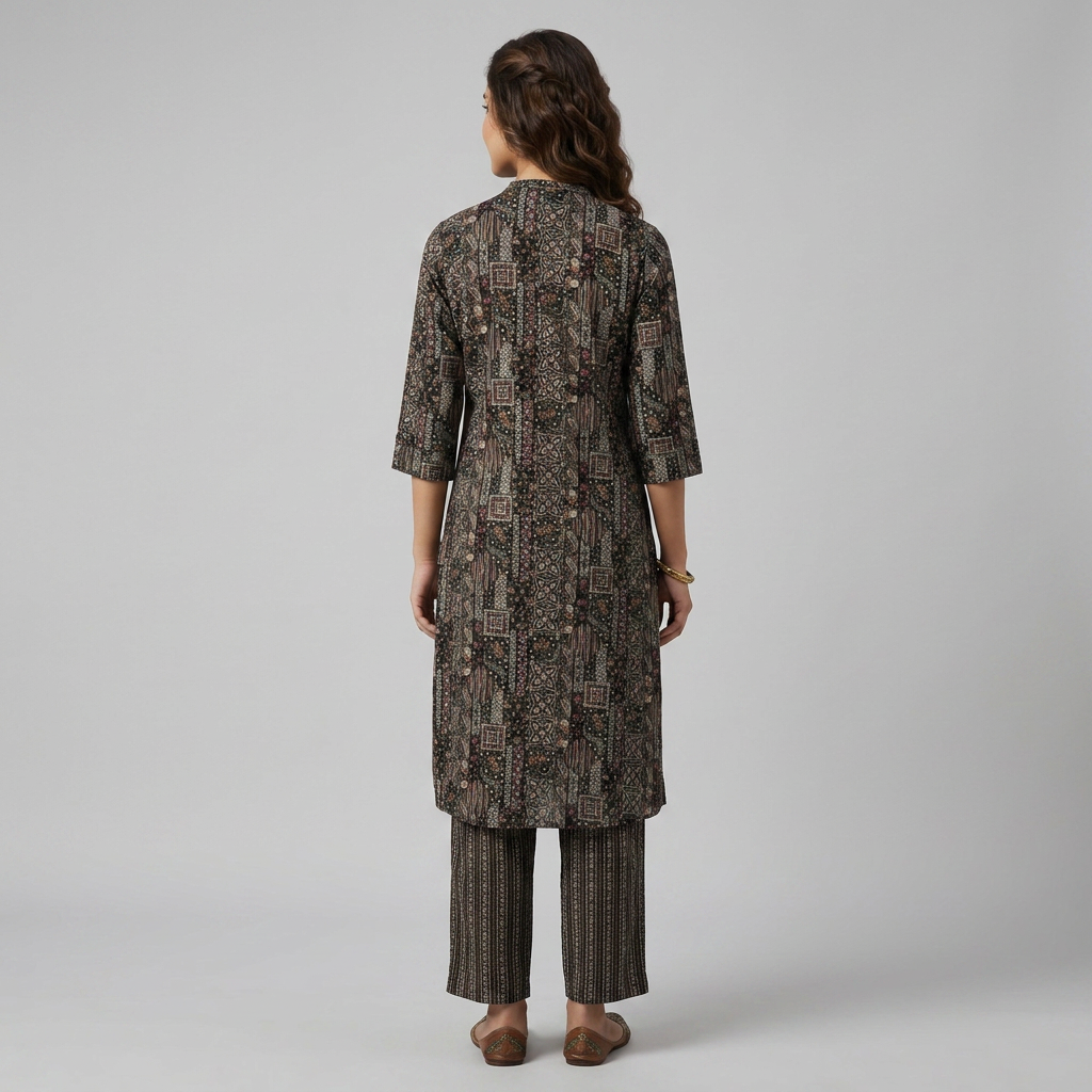 Printed A-Line Kurta with Pant Set
