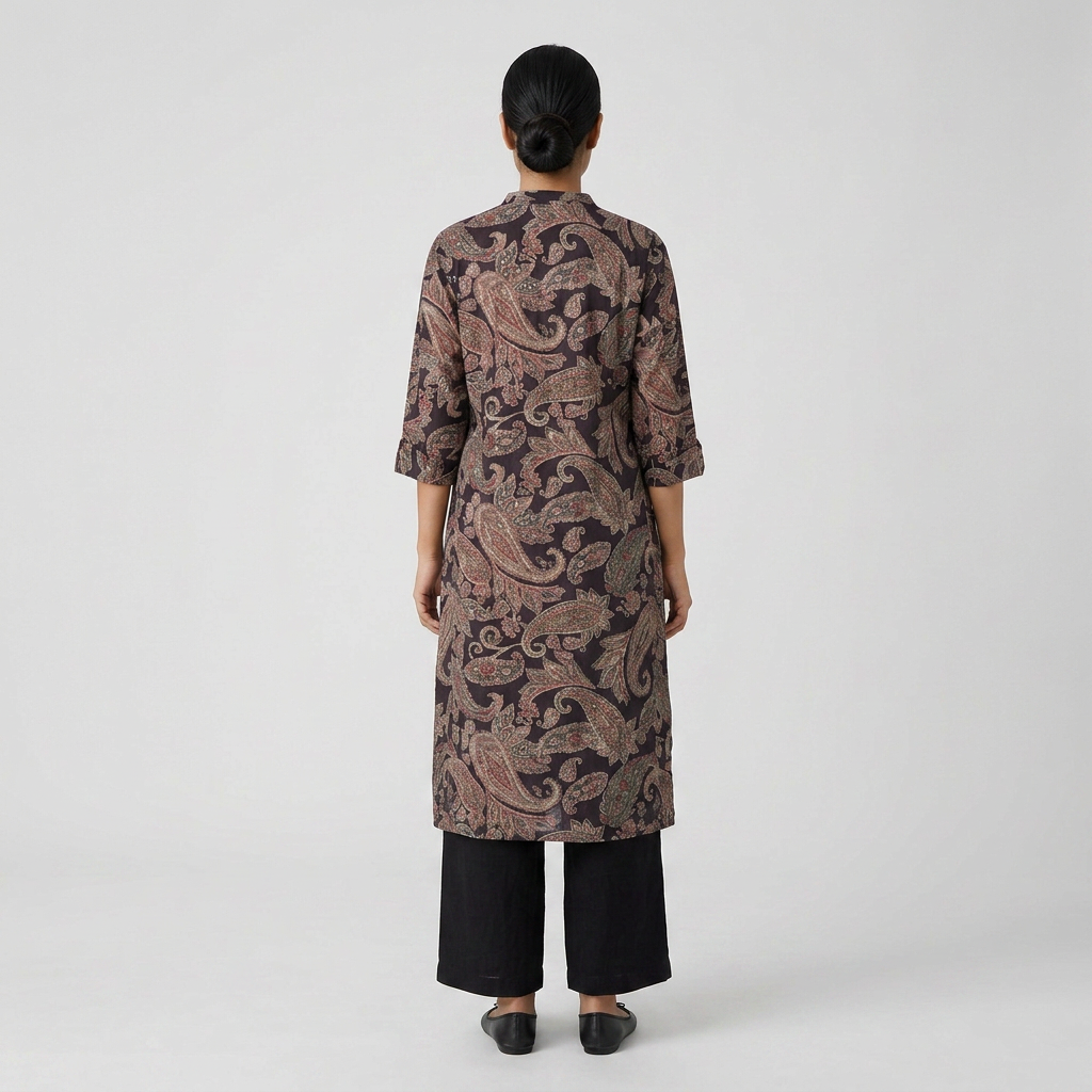 Printed Band Neck Kurta with Pant Set