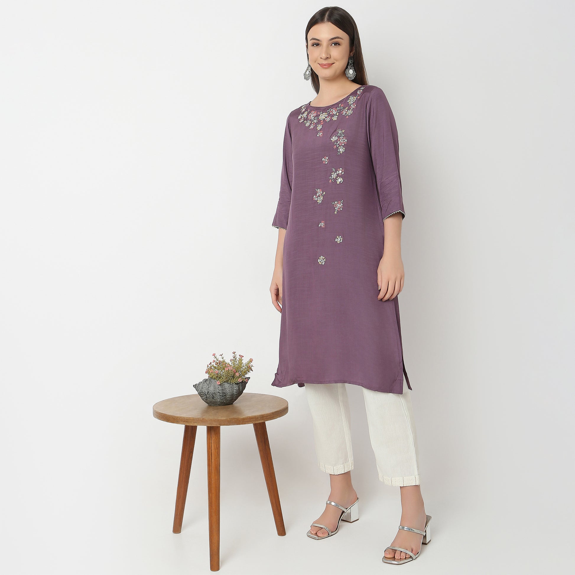Flare Fit Embroidered A-Line Kurta