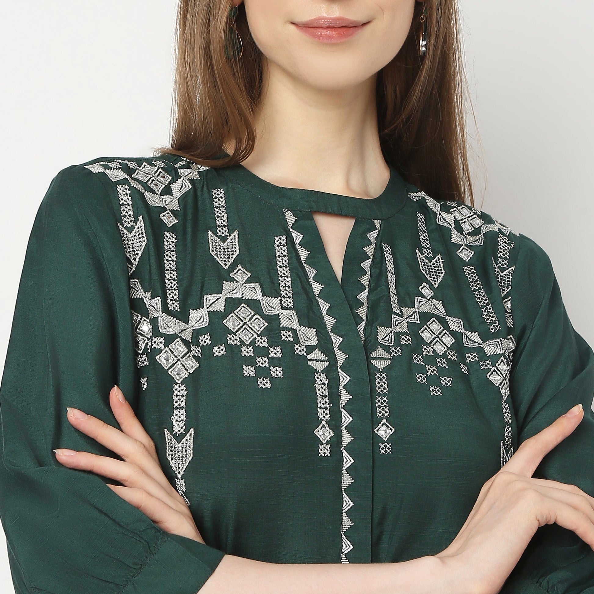 Flare Fit Embroidered Kurta