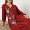 Embroidered Knee Length V-Neck Flared Whimsies A-Line Kurta