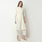 Flare Fit Embroidered Band Collar Kurta