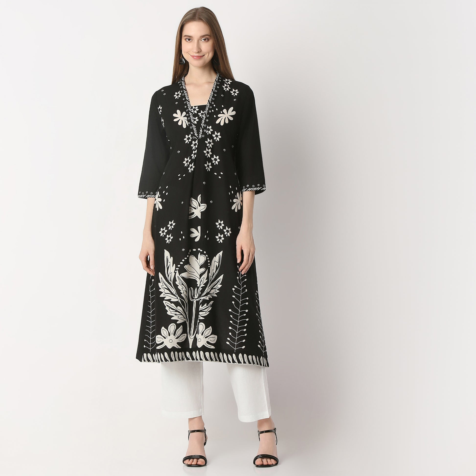 Flare Fit Printed Below Knee Kurta