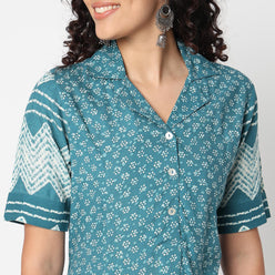 Buta Print Side Pleated Kurta