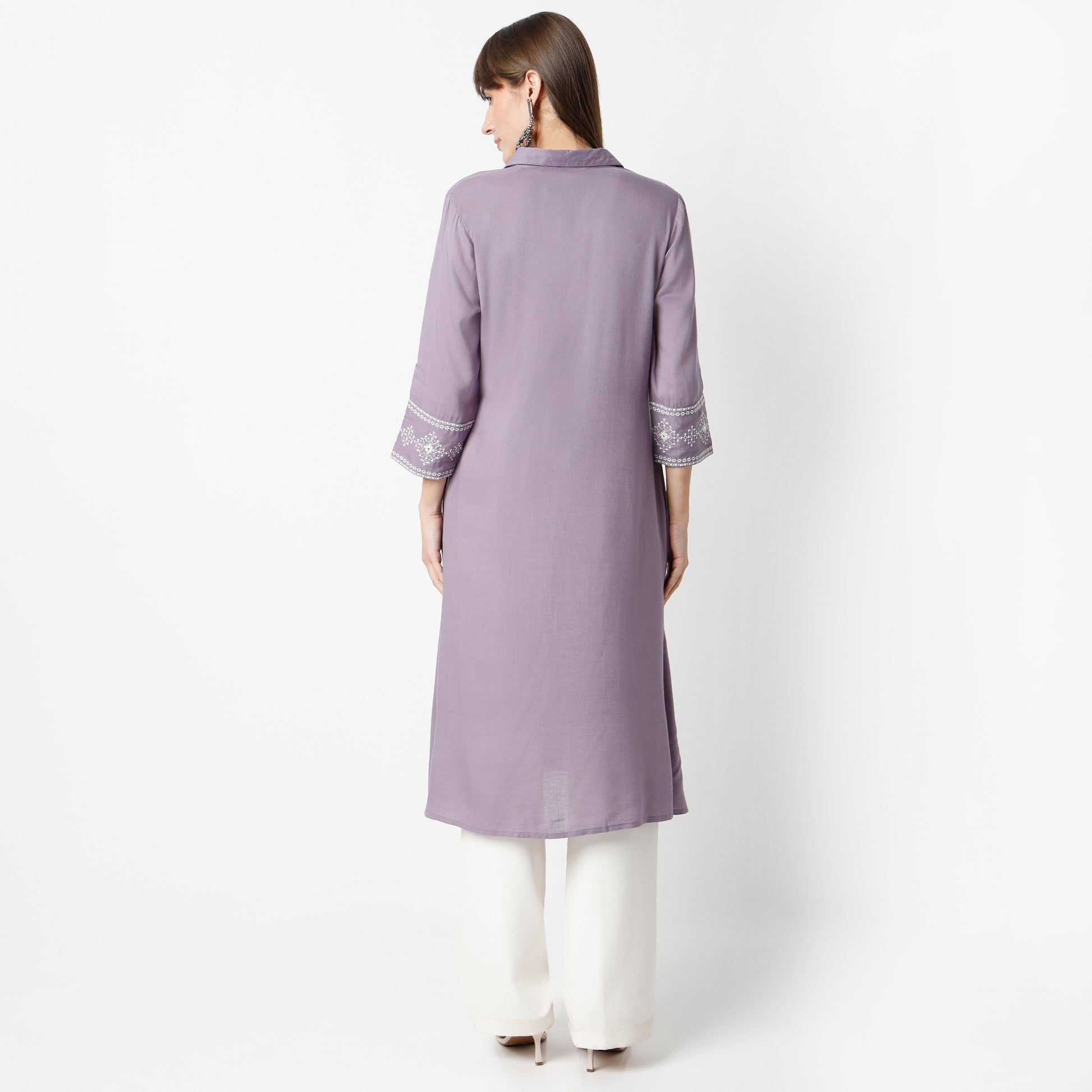 Flare Fit Embroidered Below Knee Kurta