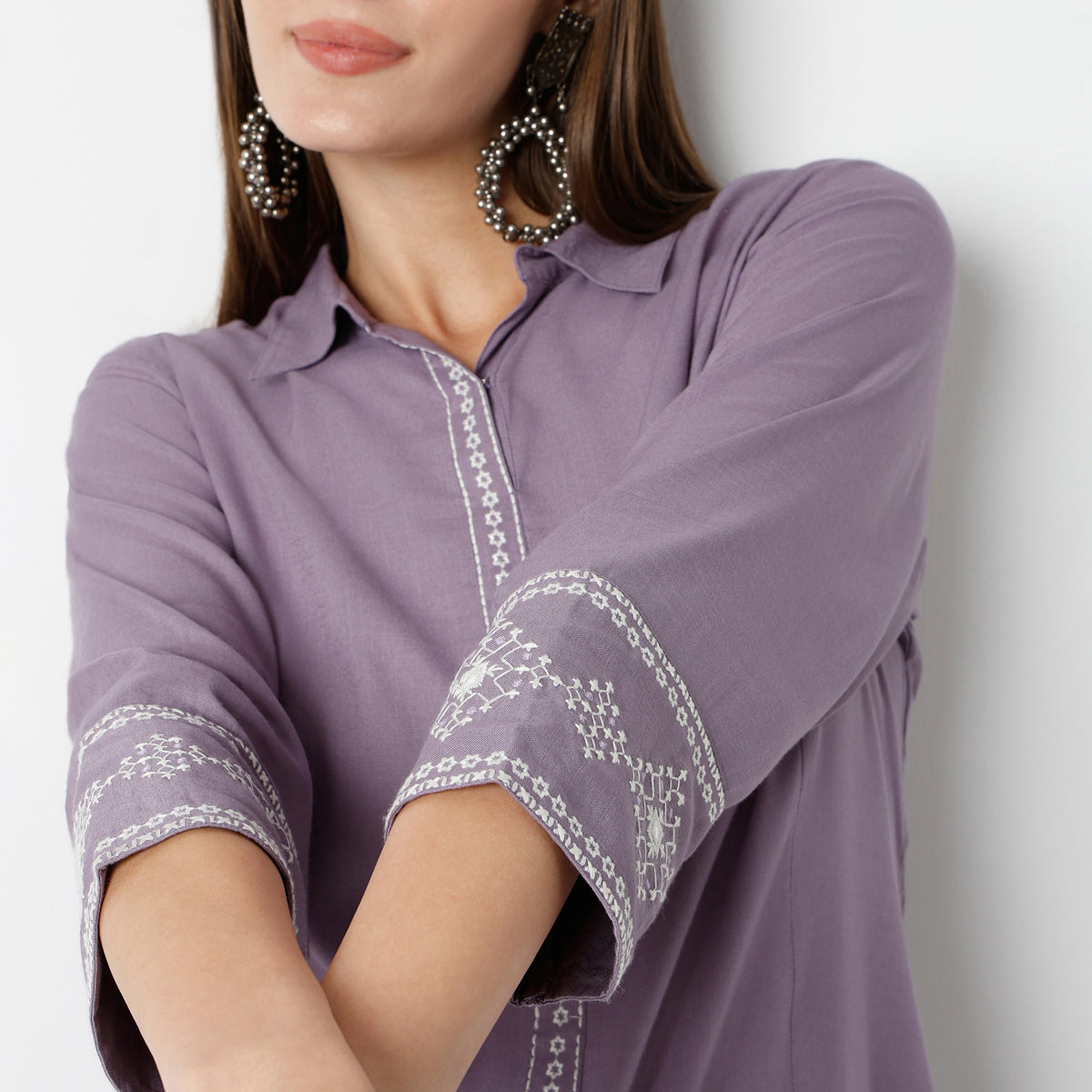 Flare Fit Embroidered Below Knee Kurta