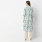 Printed Below Knee Shirt Collar Flared Kurta
