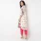V-Neck Printed Below Knee Flared Kurta