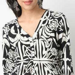 Flare Fit Printed V-Neck Kurta