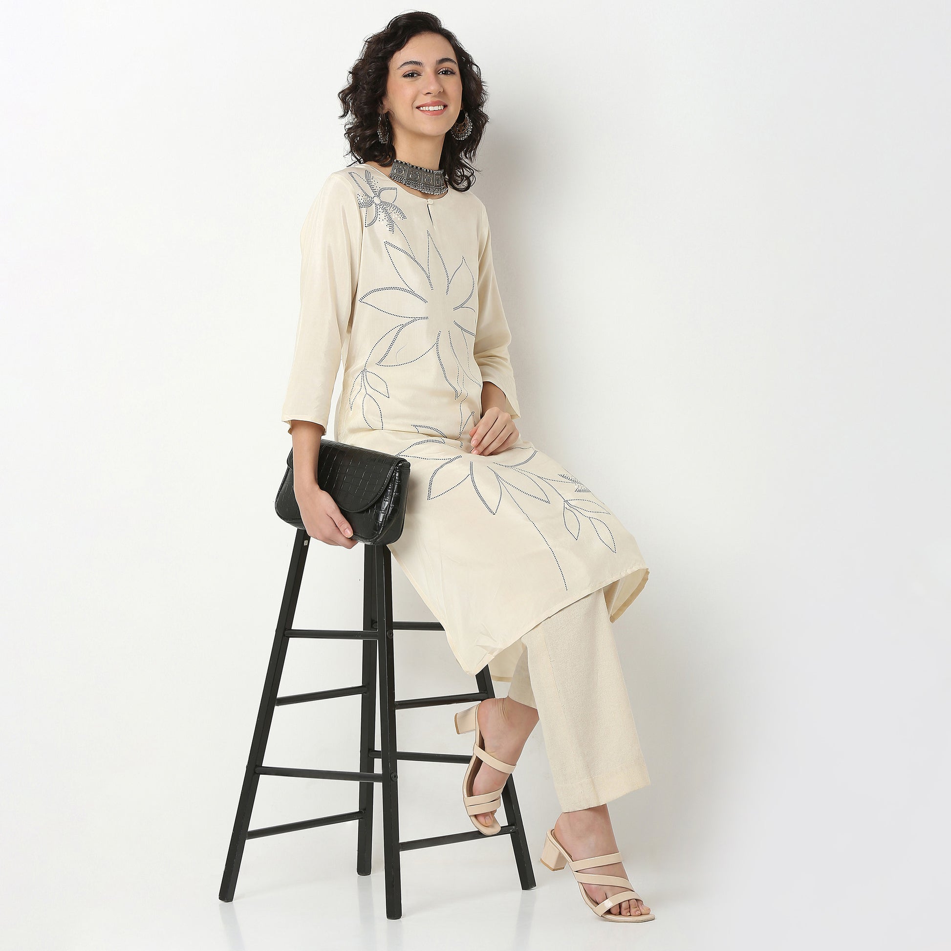 Viscose Printed Kurta, Knee Length