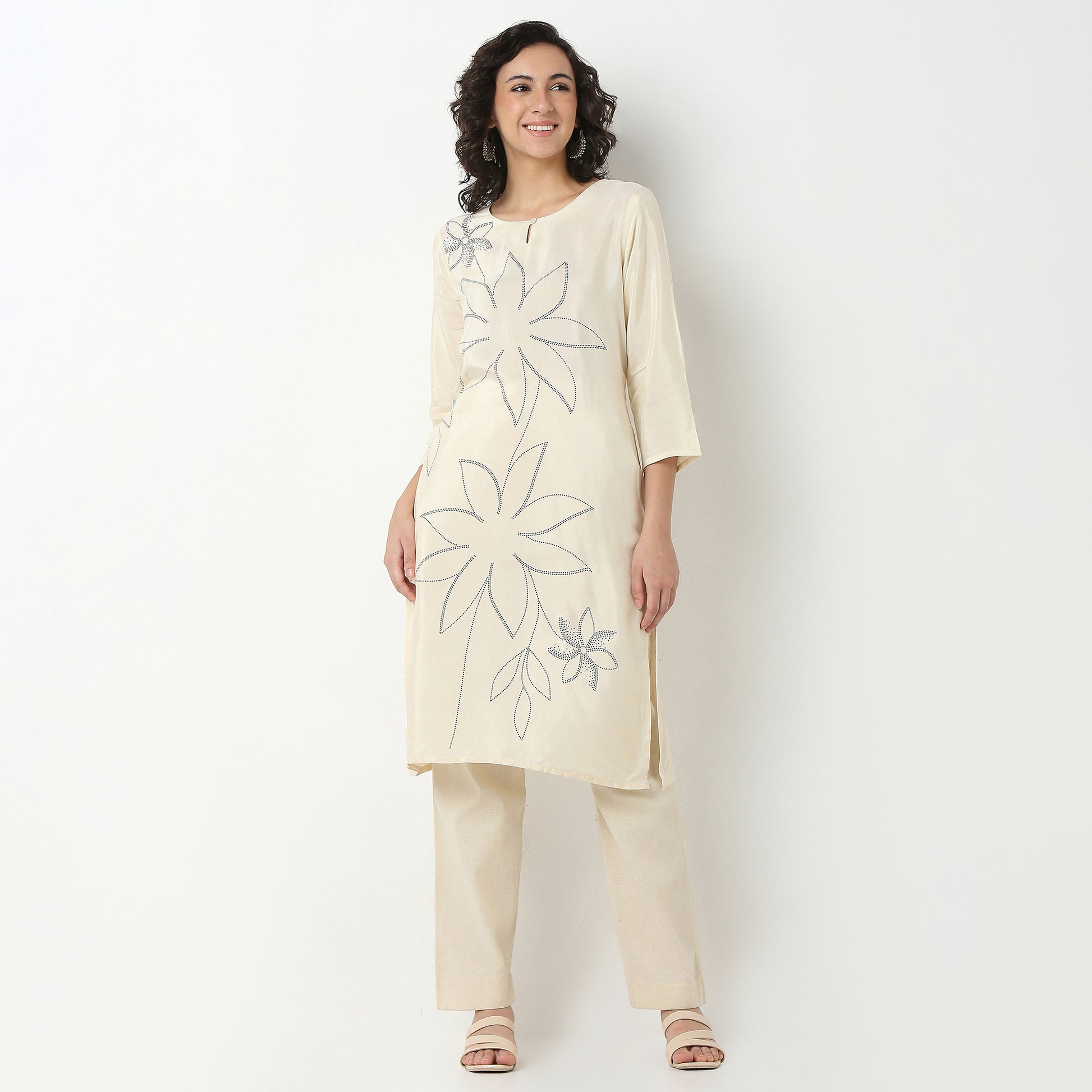 Viscose Printed Kurta, Knee Length