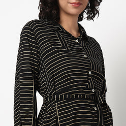 Buy Women Straight Fit Striped Three-Fourth Sleeve Kurta  - Style Union