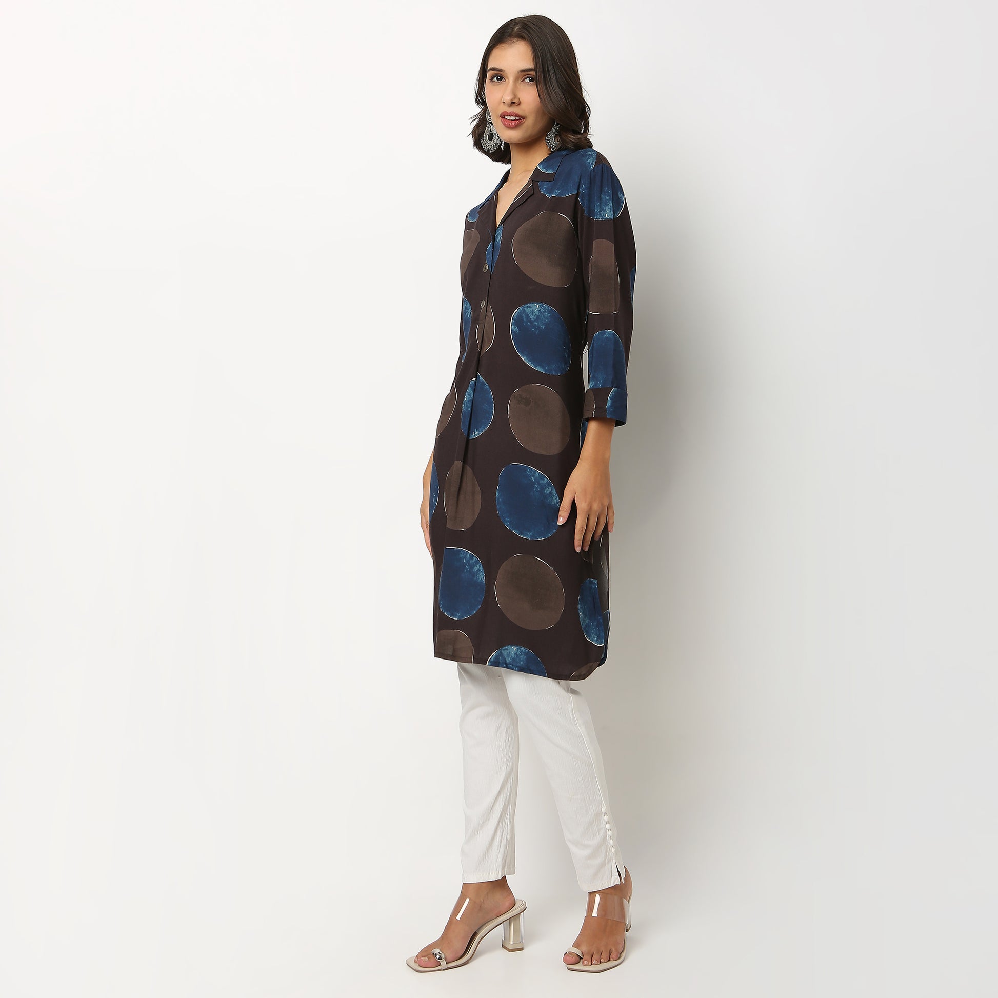 Buy Women Straight Fit Printed Three-Fourth Sleeve Kurta  - Style Union