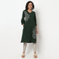 Buy Women Straight Fit Printed Three-Fourth Sleeve Kurta  - Style Union