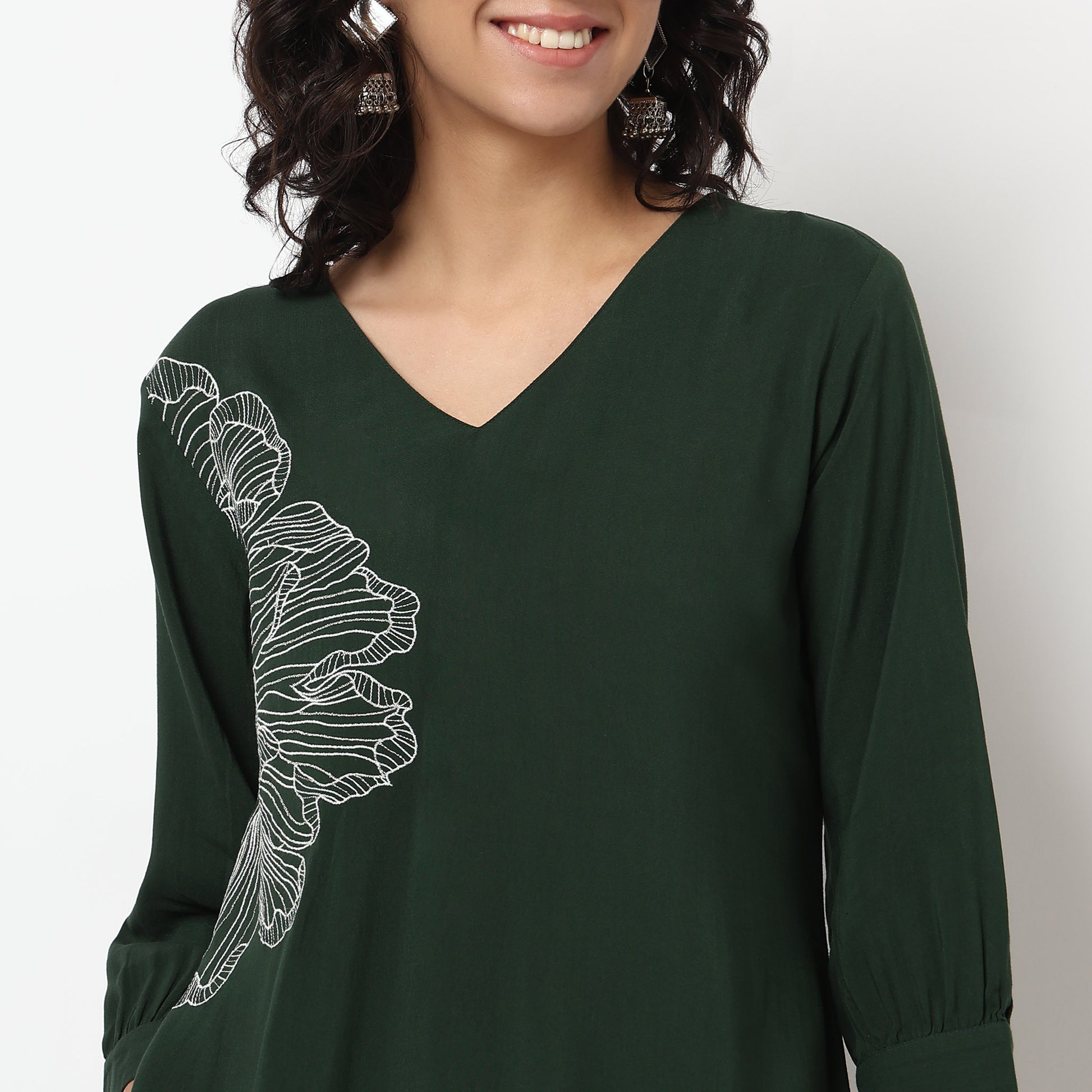 Buy Women Straight Fit Printed Three-Fourth Sleeve Kurta  - Style Union