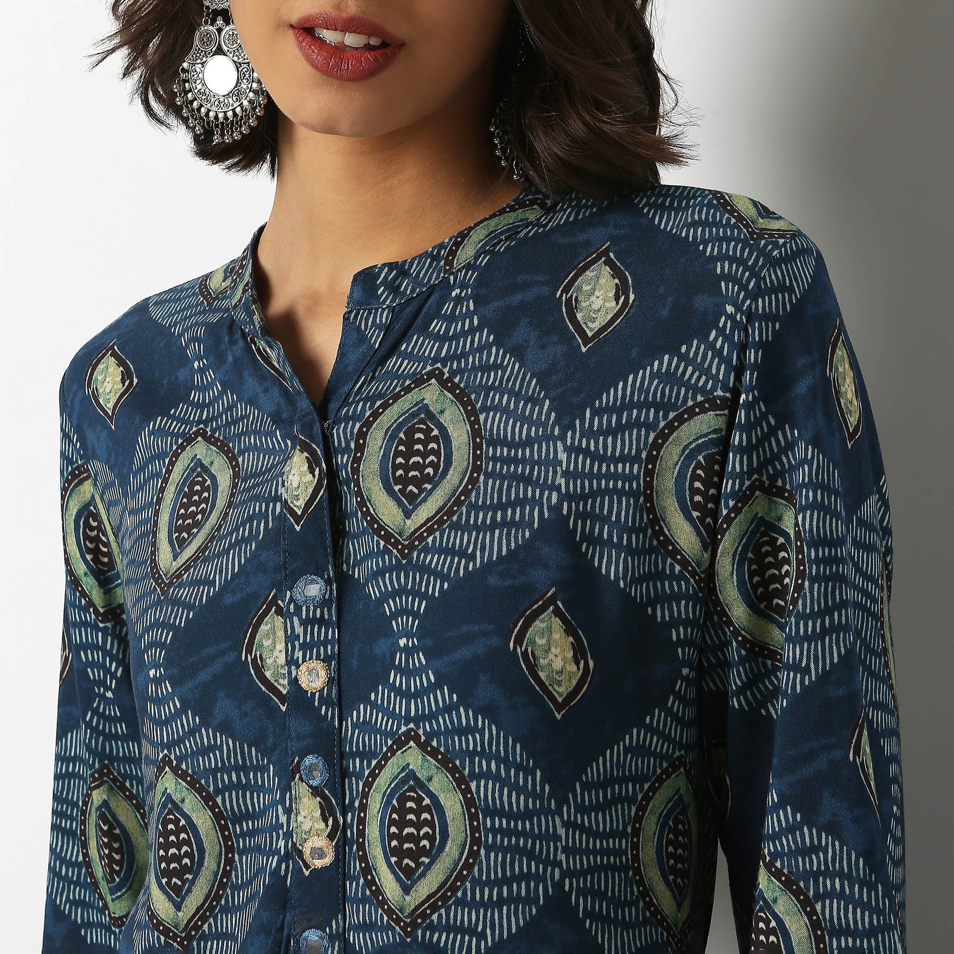 Buy Women Straight Fit Printed Three-Fourth Sleeve Kurta  - Style Union