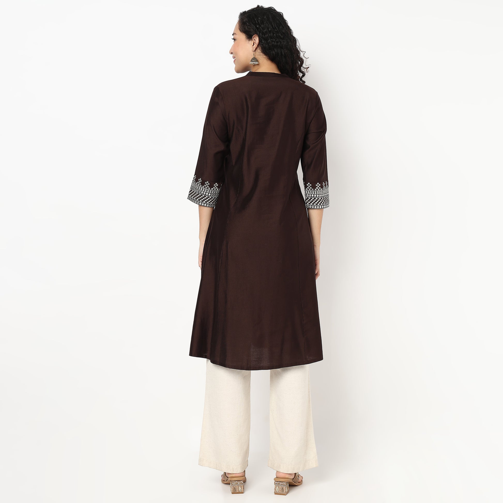 A-Line Embroidered Flared Kurta