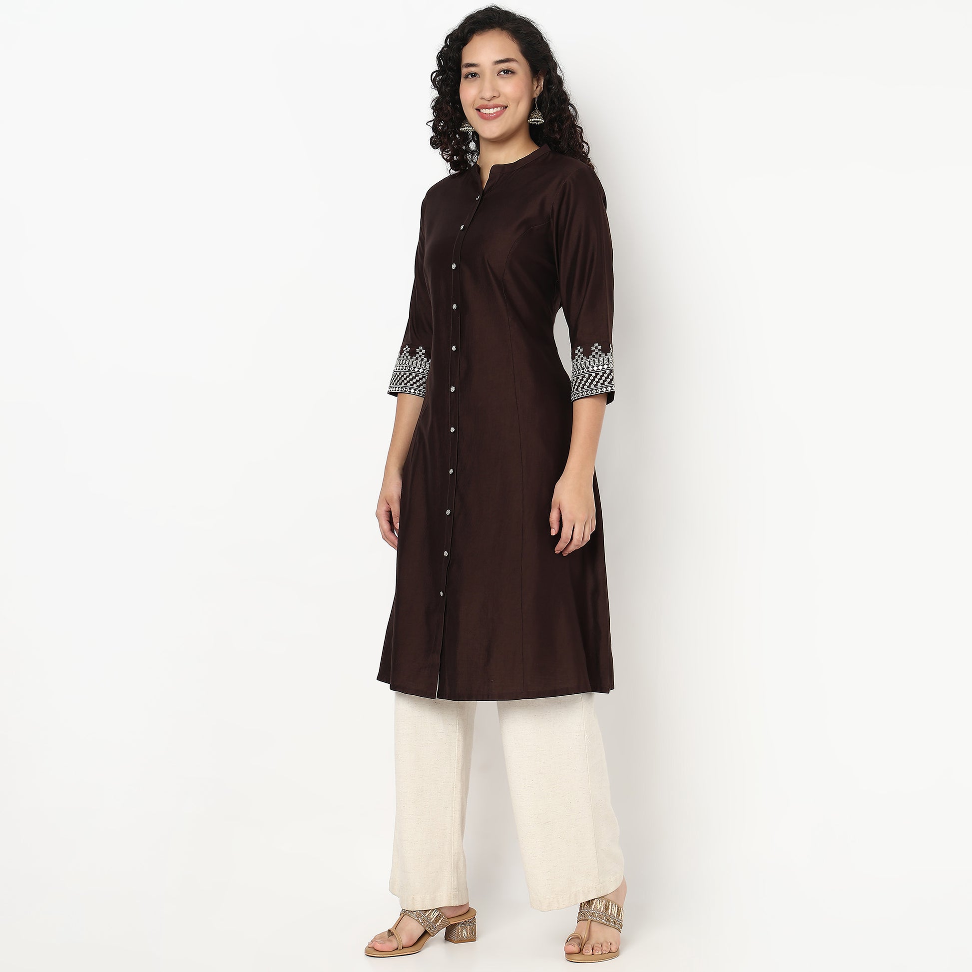 A-Line Embroidered Flared Kurta