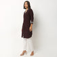 Buy Women Straight Fit Embroidered Three-Fourth Sleeve Kurta  - Style Union