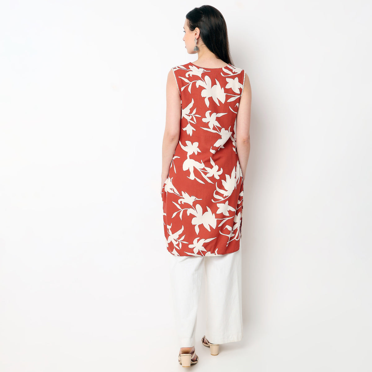 V-Neck Printed Kurta
