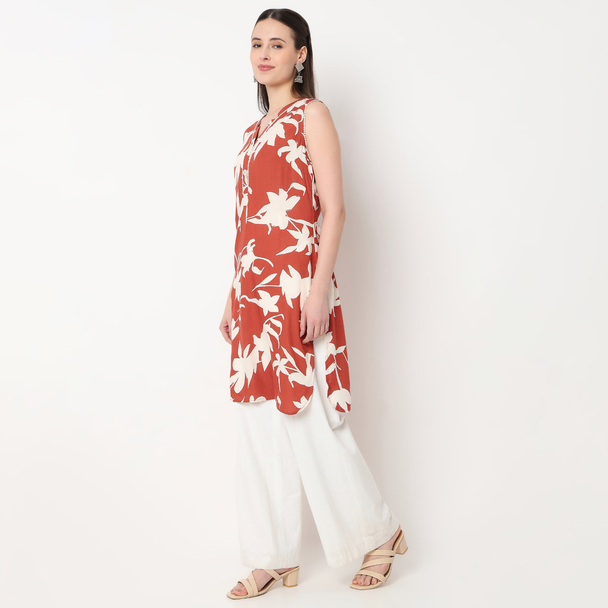 V-Neck Printed Kurta