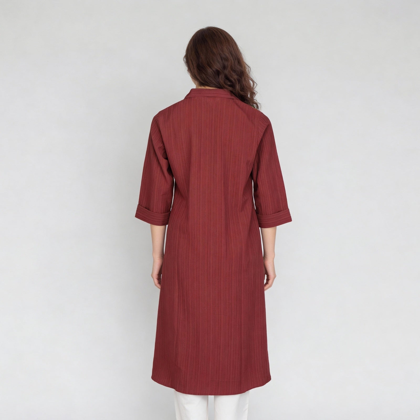Solid Collar Straight Kurta
