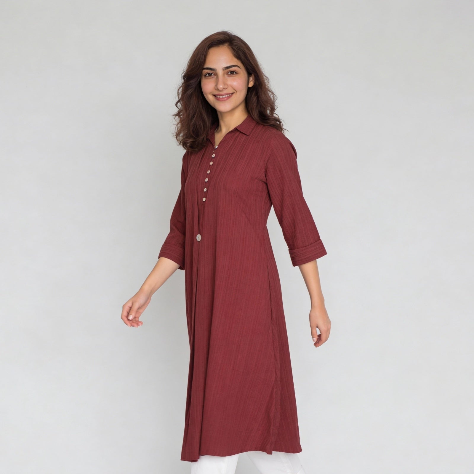 Solid Collar Straight Kurta