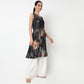 Printed V-Neck A-Line Kurta