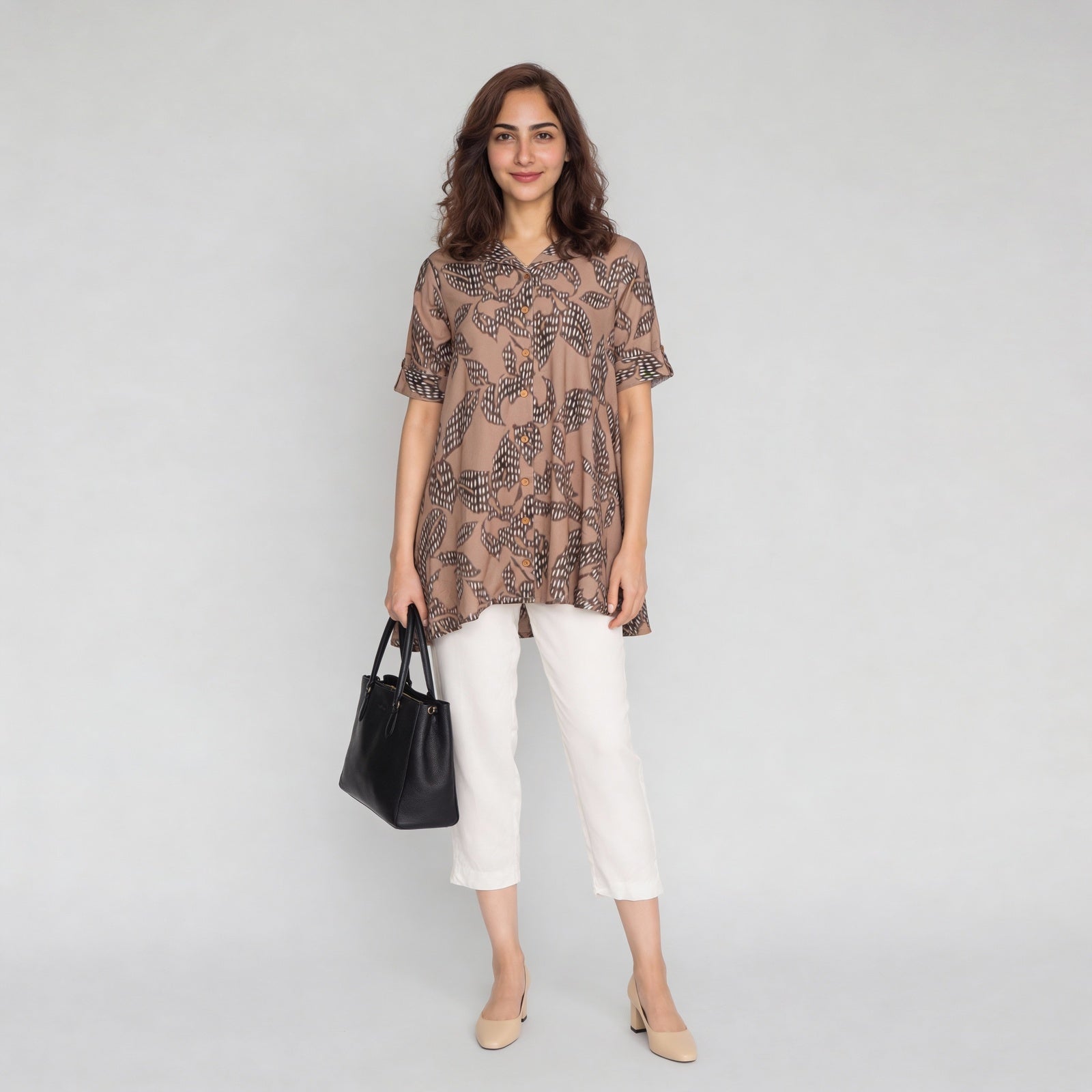 Rayon Printed Three-Fourth Sleeve Kurta