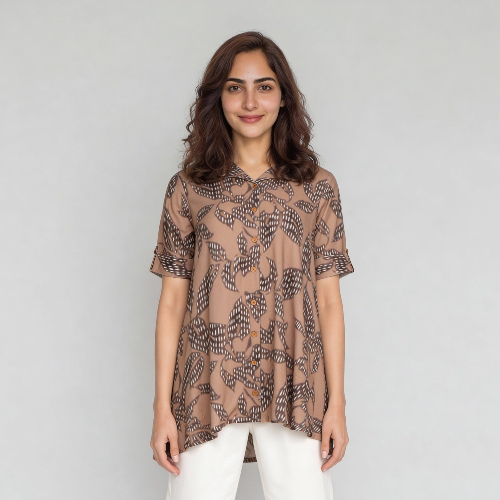 Rayon Printed Three-Fourth Sleeve Kurta