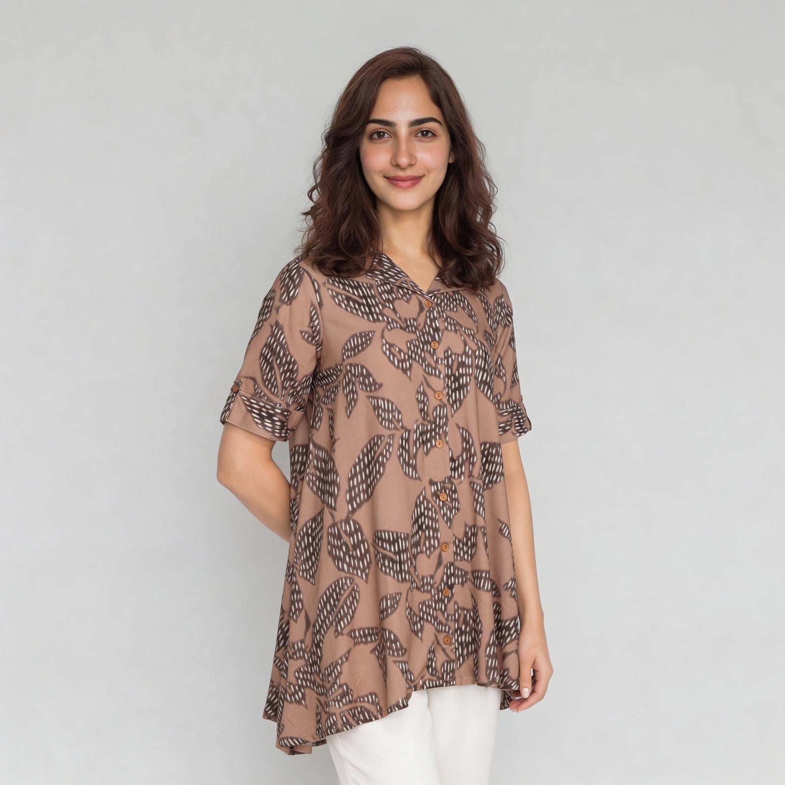 Rayon Printed Three-Fourth Sleeve Kurta