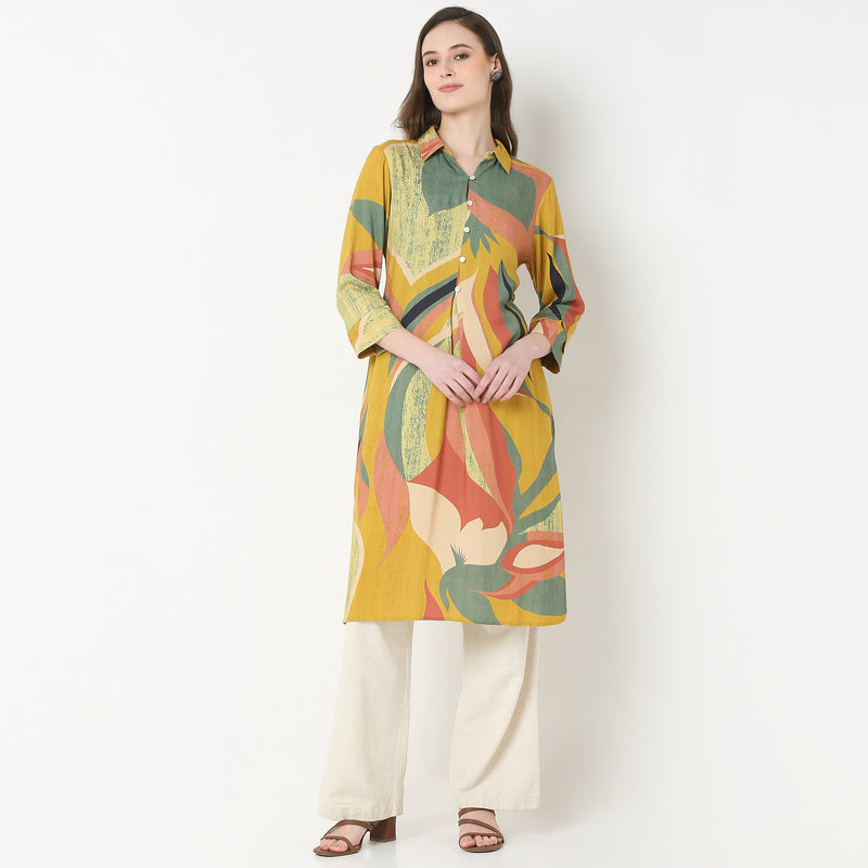 Blue Winterlight Printed Straight Kurta