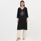 Embroidered V-Neck Straight Kurta