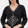 Embroidered V-Neck Straight Kurta