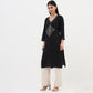 Embroidered V-Neck Straight Kurta