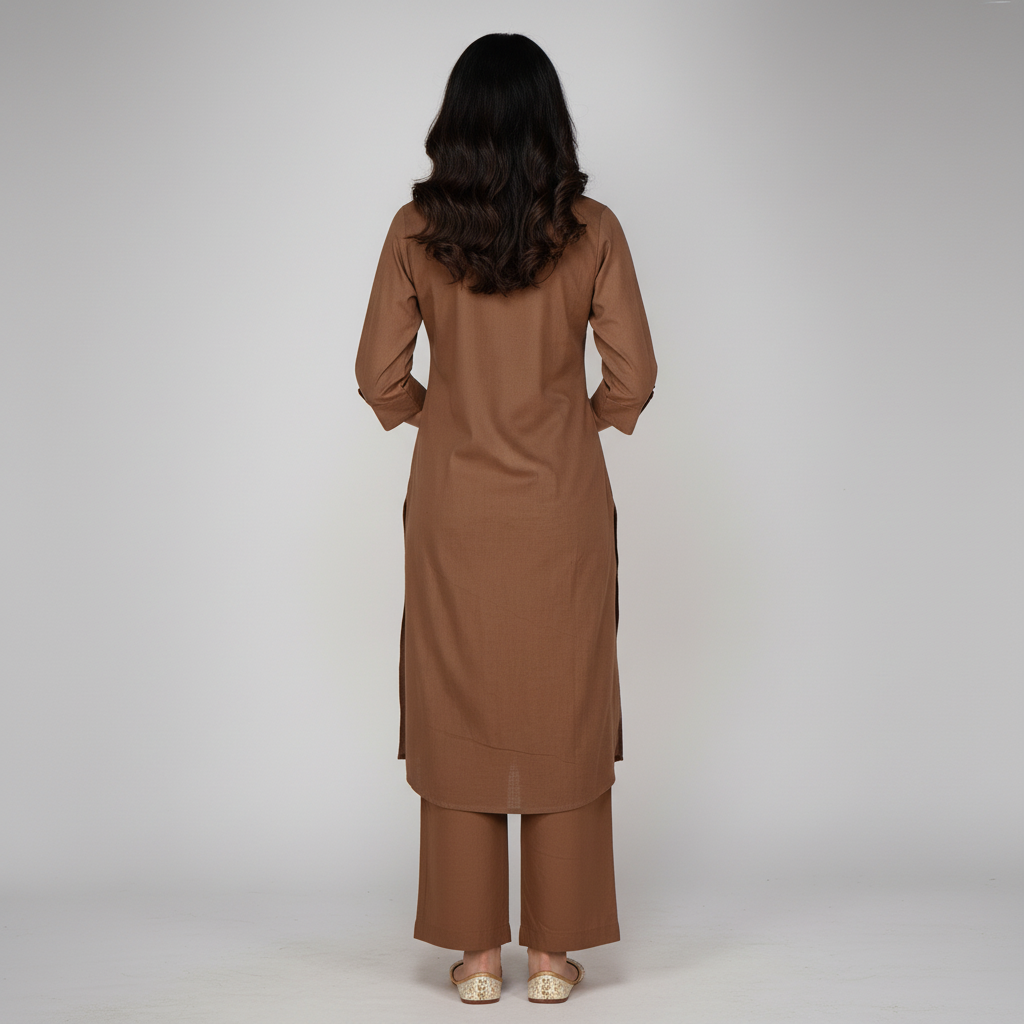 Cotton Embroidered Straight Kurta