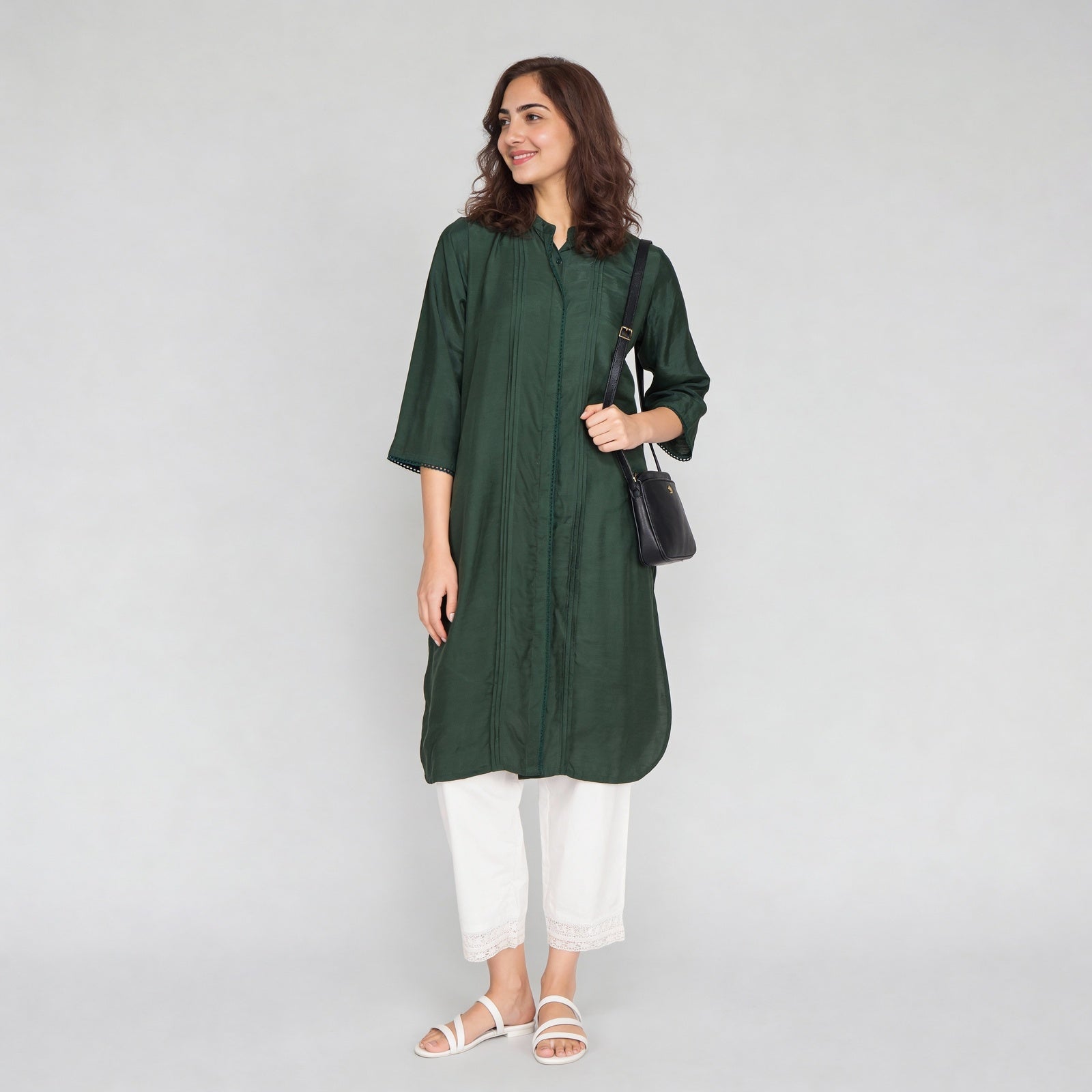 Viscose Solid Three-Fourth Sleeve Kurta