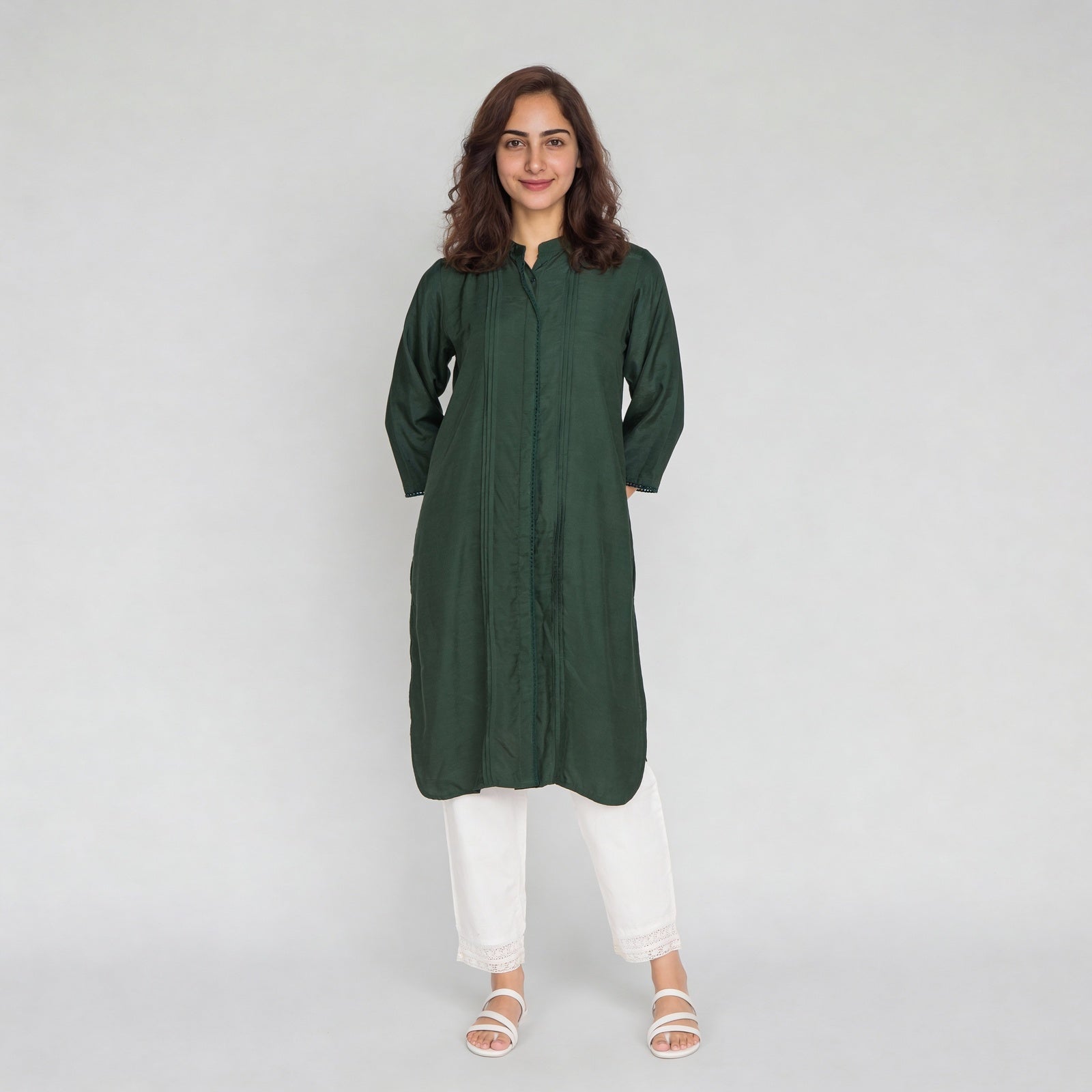 Viscose Solid Three-Fourth Sleeve Kurta
