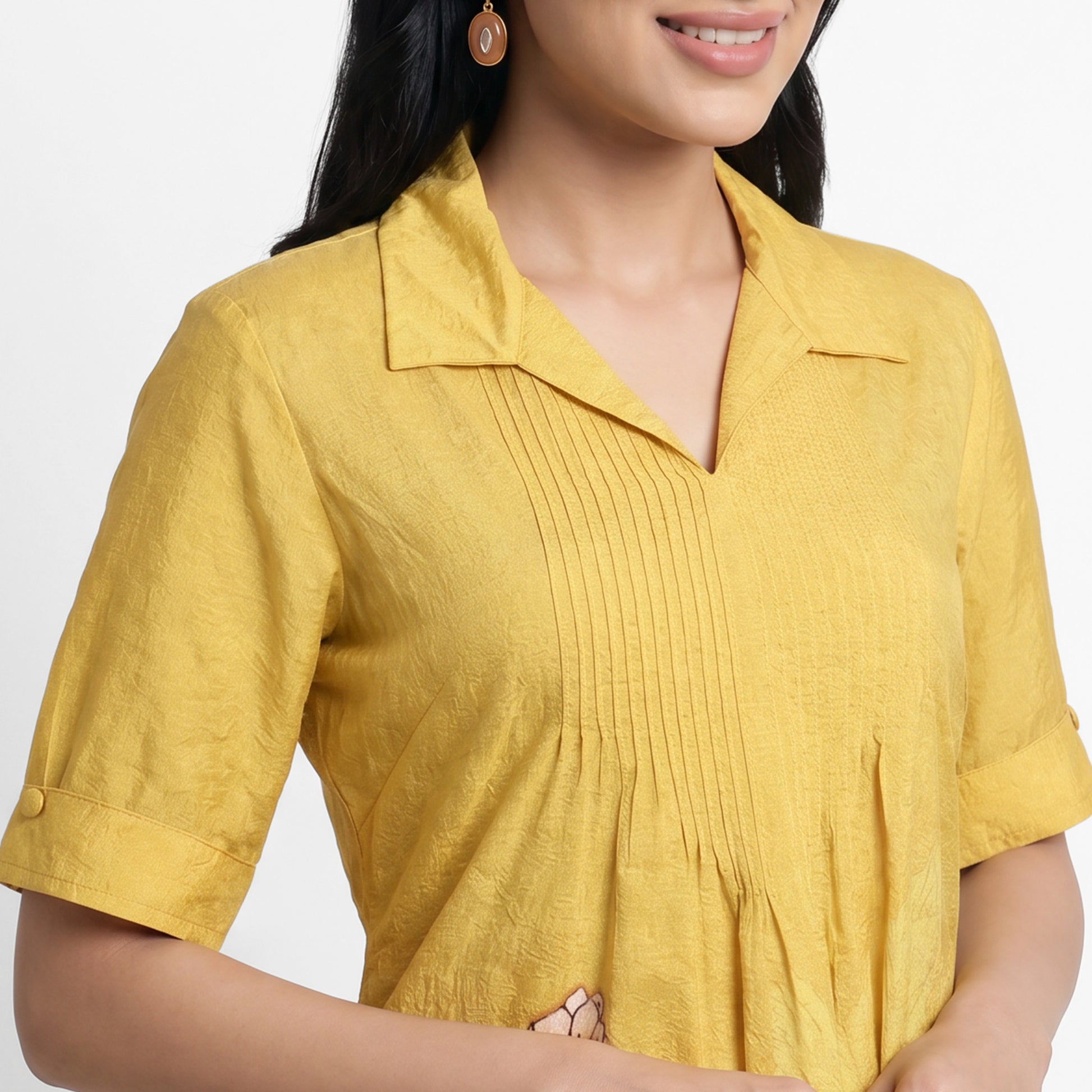 Printed Shirt Collar Kurta
