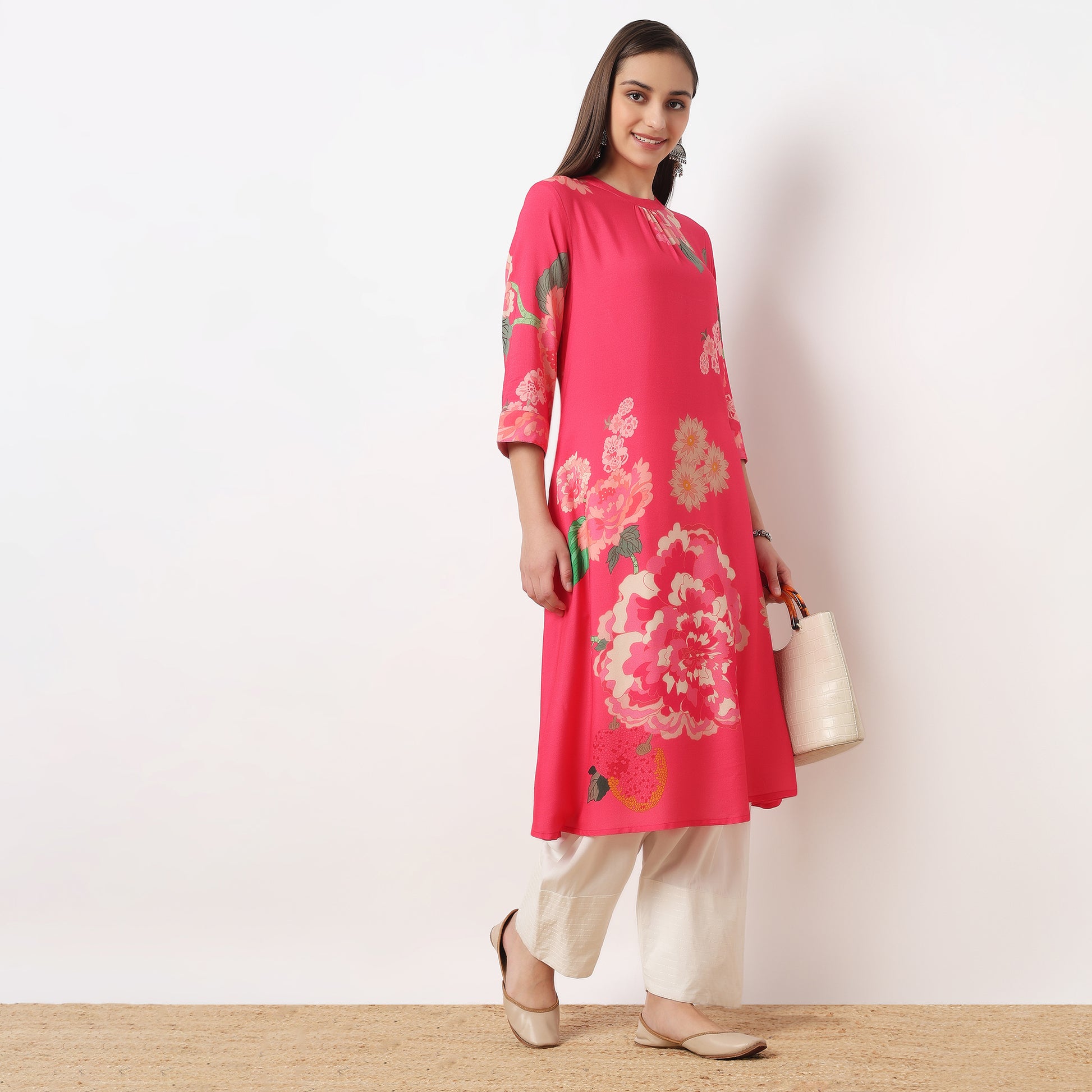 Printed A-Line Flared Kurta