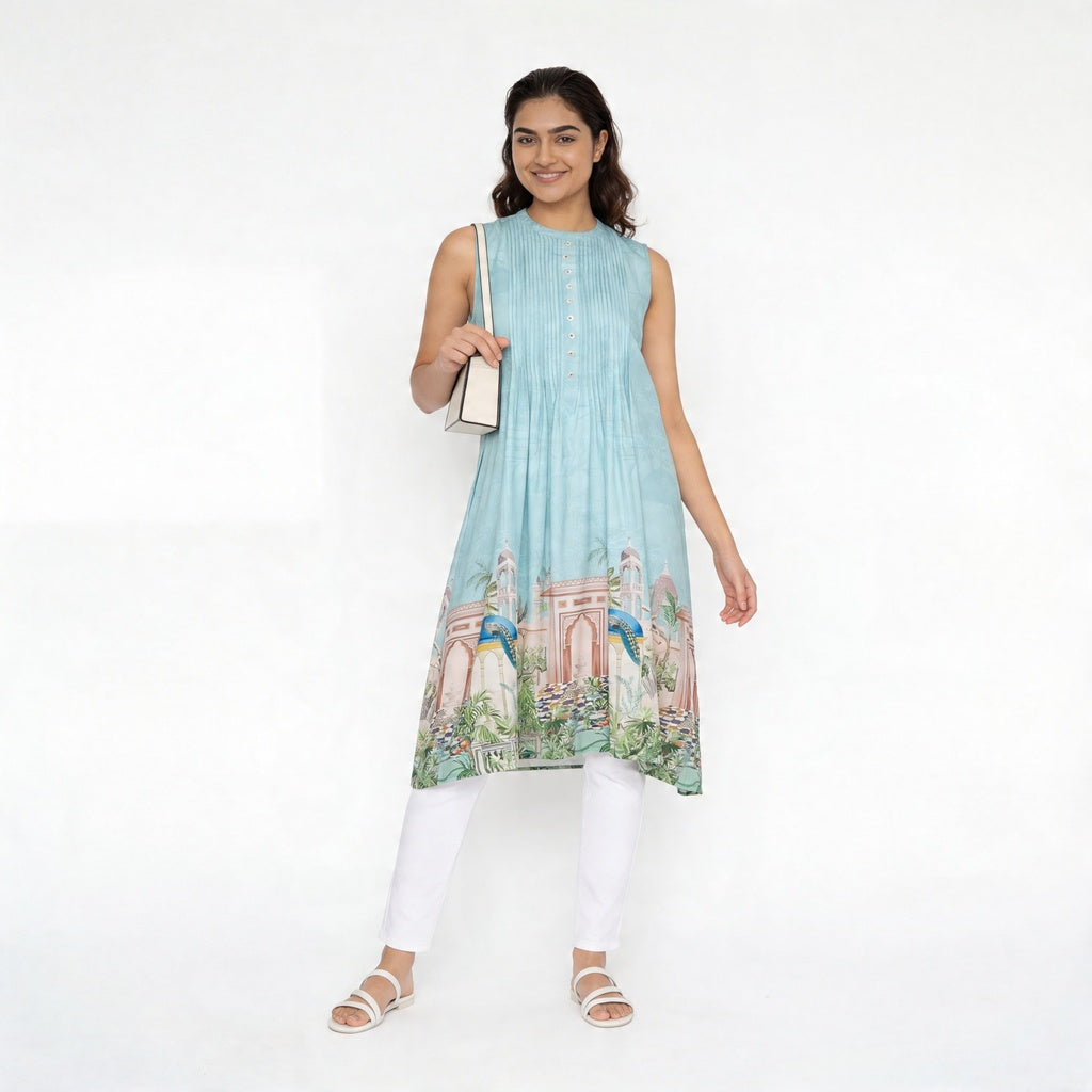 Printed A-Line Straight Kurta