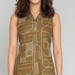 Printed Camp Collar Straight Kurta