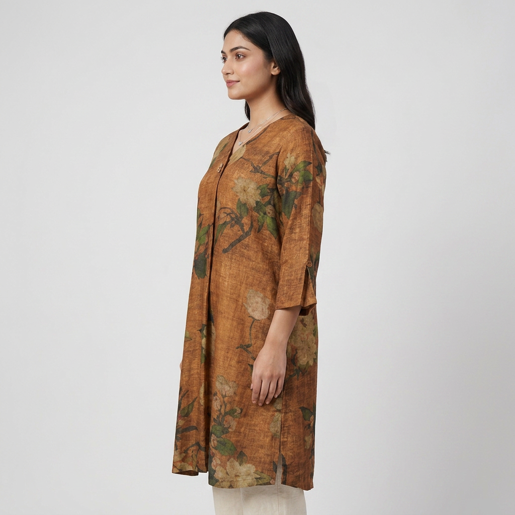 Printed V-Neck Flared Kurta