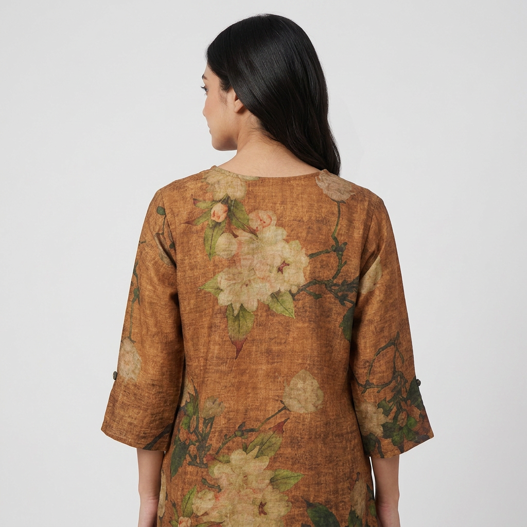 Printed V-Neck Flared Kurta