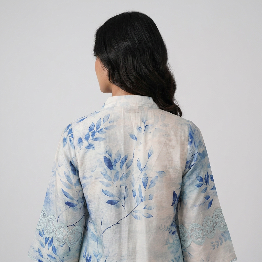 Printed V-Neck Straight Kurta
