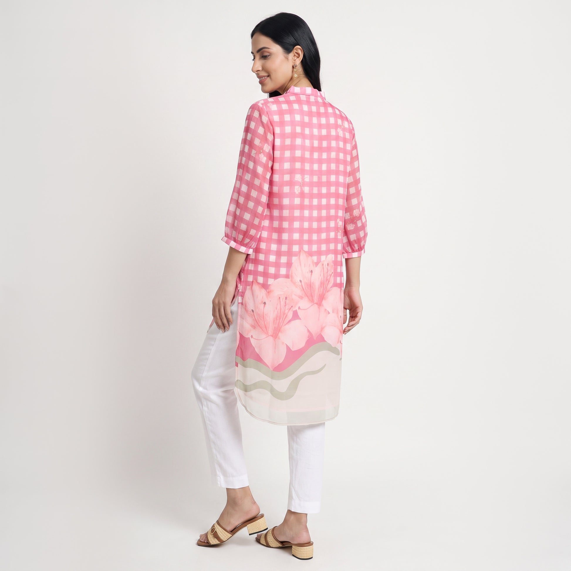 Printed V-Neck Straight Kurta