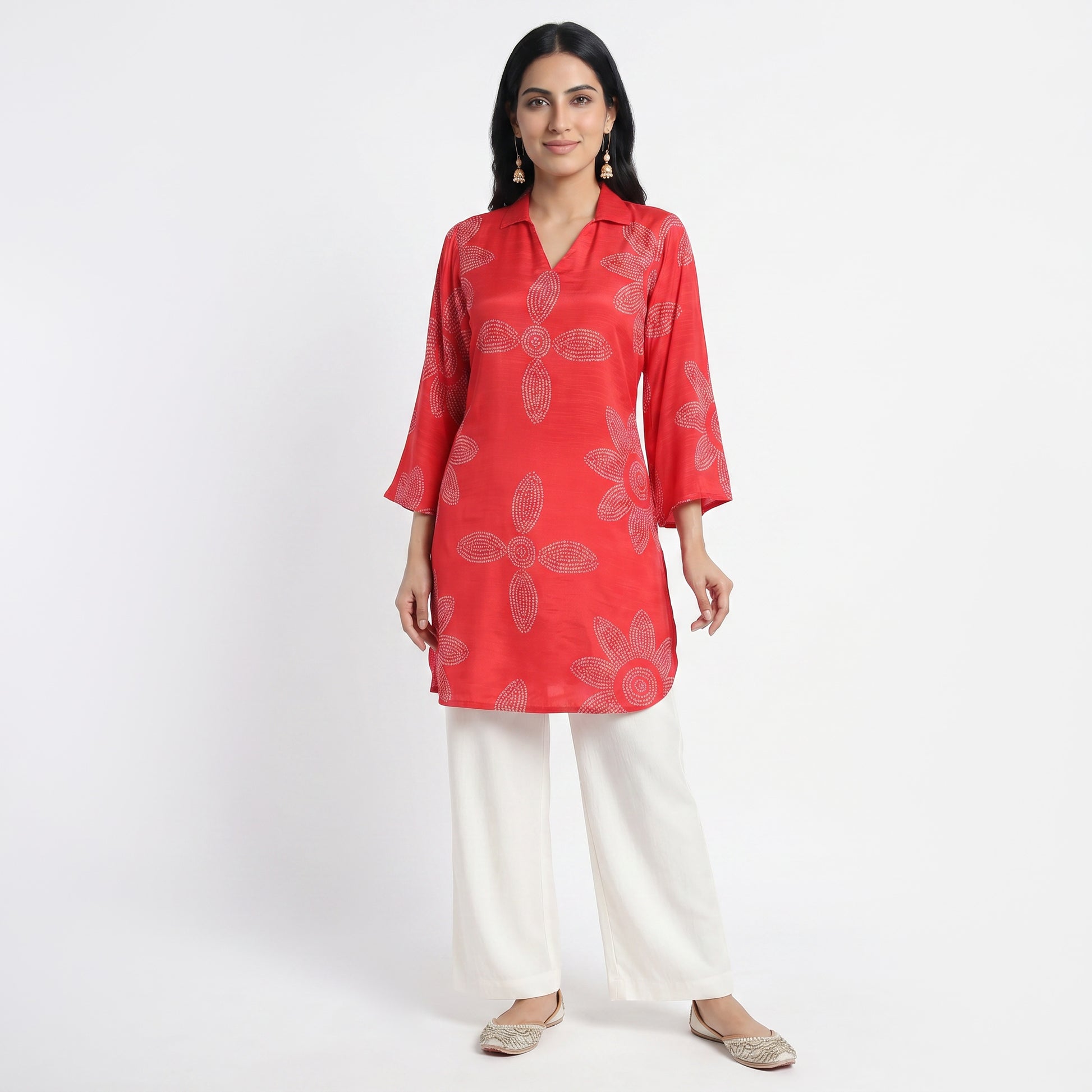 Printed Shirt Collar Kurta